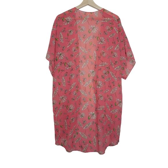 Love Crazy | Daisy Print Lightweight Sheer Open Front Kimono - Picture 3 of 4